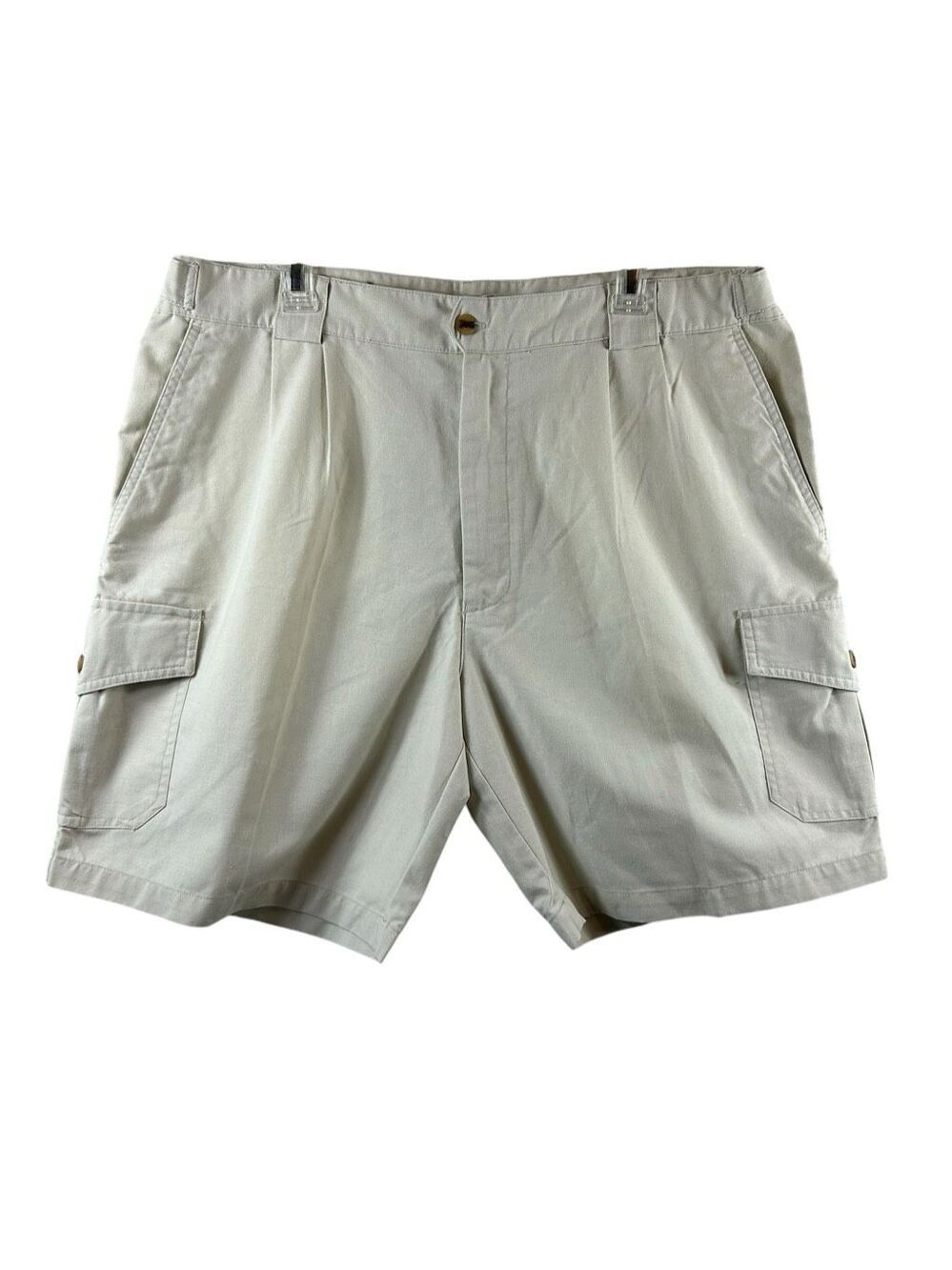 VTG Bugle Boy Khaki Pleated Cargo Shorts Mens Size 40W Cotton Y2K Gorpcore